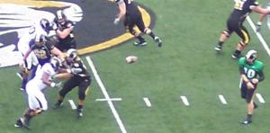 Chase Daniel completes a pass at the Black and Gold game