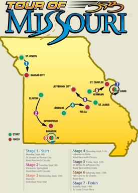 2008 Tour of Missouri map