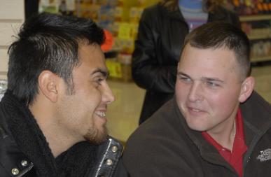 Joakim Soria and Billy Butler share a laugh in Jeff City