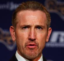 Steve Spagnuolo meets the St. Louis media (Bill Greenblatt, UPI)