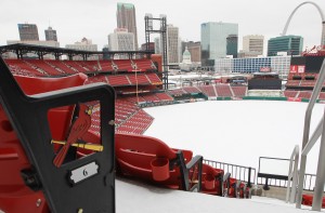 With talk of spring training and contracts picking up steam, Busch Stadium reminds us we're still weeks away from baseball. UPI/Bill Greenblatt