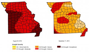 Drought Monitor MO map comparison 09-11-2012
