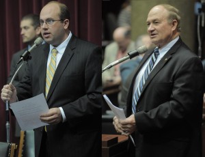 Speaker Pro-Tem Jason Smith (R-Salem) and Representative Bill Riebolds (R-Neosho) sponsored HJRs 11 & 7.  (photos courtesy; Tim Bommel, Missouri House Communications)