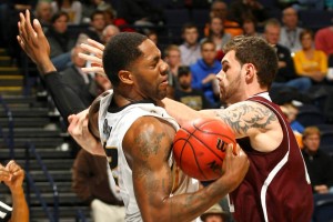 Alex Oriakhi fights for a rebound during Missouri's second round game vs. A&M.  (David Coyle/SEC photo)