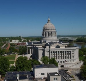 A supplemental budget bill passed out of the State House on Thursday would spend $50 million on the Missouri State Capital, and put money toward renovation of the Department of Transportation Building (foreground).  (Photo courtesy; Missouri House Communications)