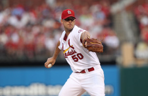 St. Louis Cardinals starting pitcher Adam Wainwright delivers a pitch to the Houston Astros in the third inning at Busch Stadium in St. Louis on July 9, 2013.  UPI/Bill Greenblatt