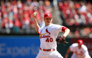 St. Louis Cardinals starting pitcher Shelby Miller delivers a pitch to the Cincinnati Reds in the second inning at Busch Stadium in St. Louis on April 8, 2014. UPI/Bill Greenblatt