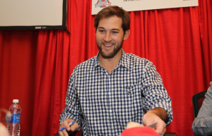 St. Louis Cardinals pitcher Michael Wacha talks with fans during Day 2 of the St. Louis Cardinals Winter-Up in St. Louis on January 18, 2015. Warm-Up allows fans to get close up to their favorite players of the past, present and future. Photo by Bill Greenblatt/UPI