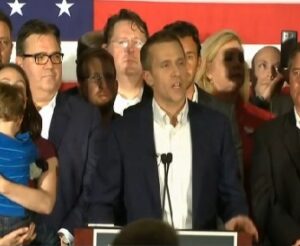 Eric Greteins addresses supporters at his rally on election night