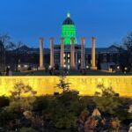 Mizzou's Jesse Hall illuminated 2022