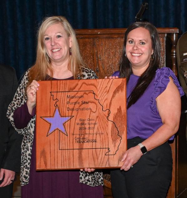 From left: Blair Oaks middle and intermediate school principals Melinda Aholt and Tracey Burns (Photo by Julie Smith)