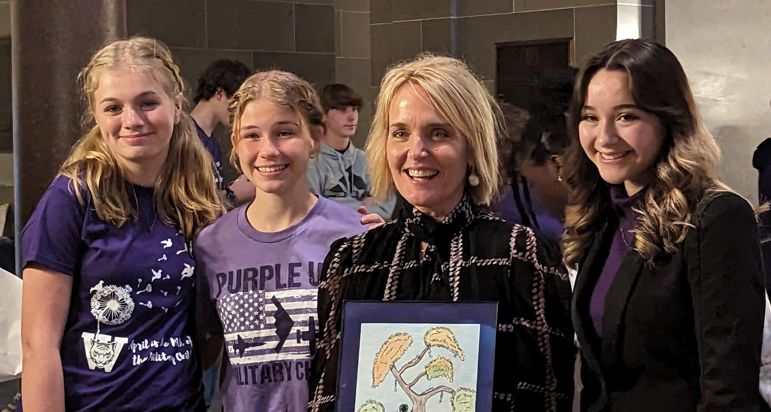 State Education Commissioner Margie Vandeven pictured with Missouri military-connected children