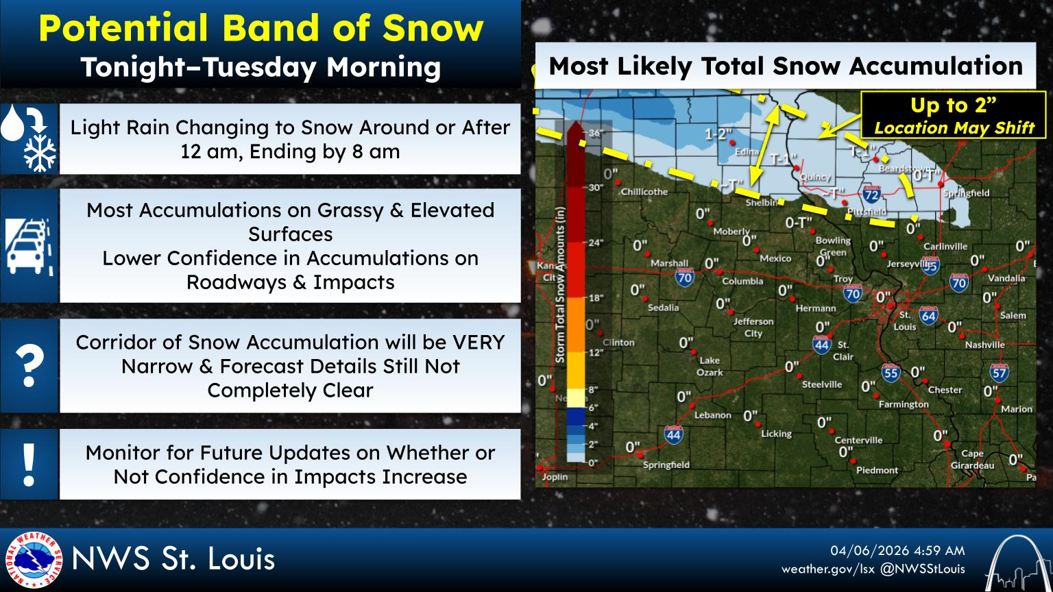 Snow possible across northern Missouri tonight