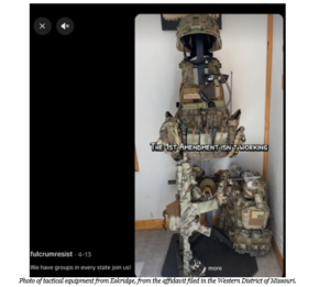 Tactical equiment from Eskridge (Photo provided by the U.S. Attorney's Office of the Western District of Missouri)